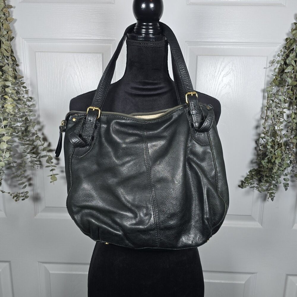 Great American Leather Works Shoulder Bag Black Pebbled Purse